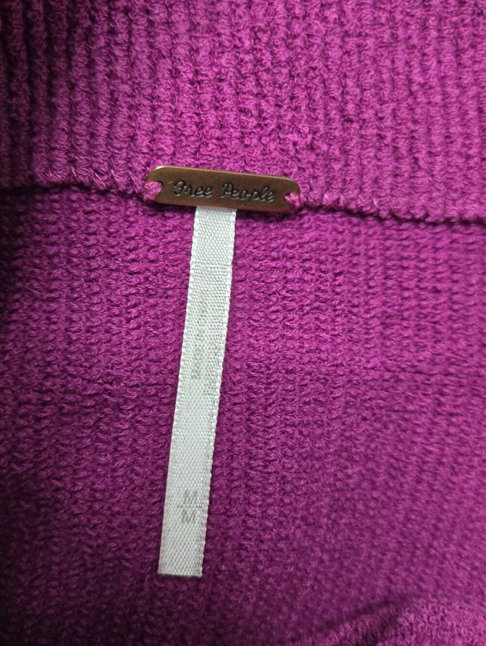 Free People Ottoman Slouchy Tunic Sweater Fuchsia Ribbed Preppy Size Medium - Picture 5 of 6